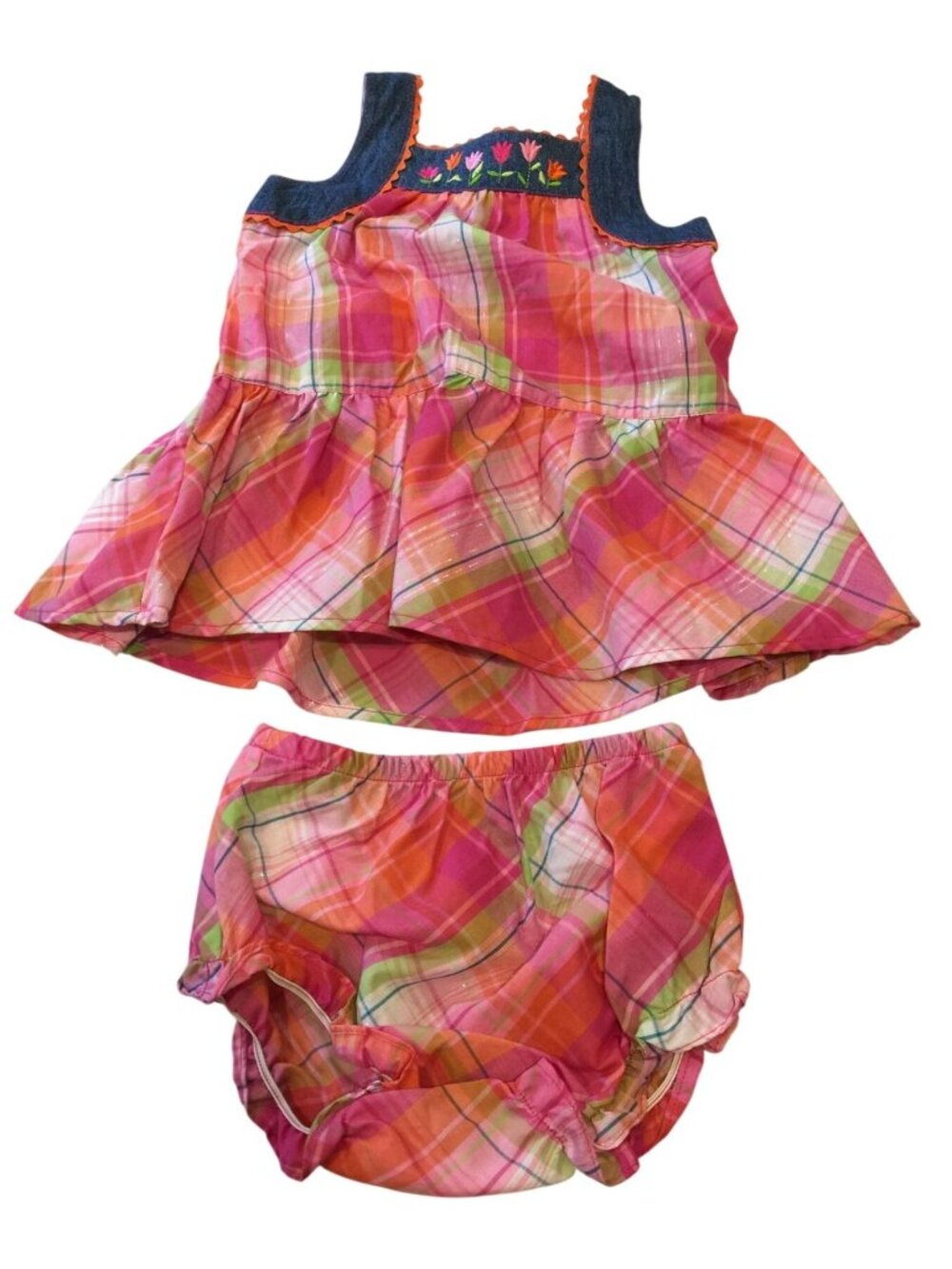 YOUNGLAND 18 Months 2 Piece Plaid Sundress & Diaper Cover